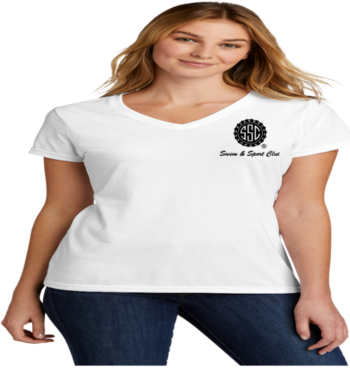 Swim & Sport Club Women's White V - Neck Tee